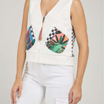 CHALECO ESTAMPADO BOLSILLO DIAGONAL  CIERRE  C/V MS
