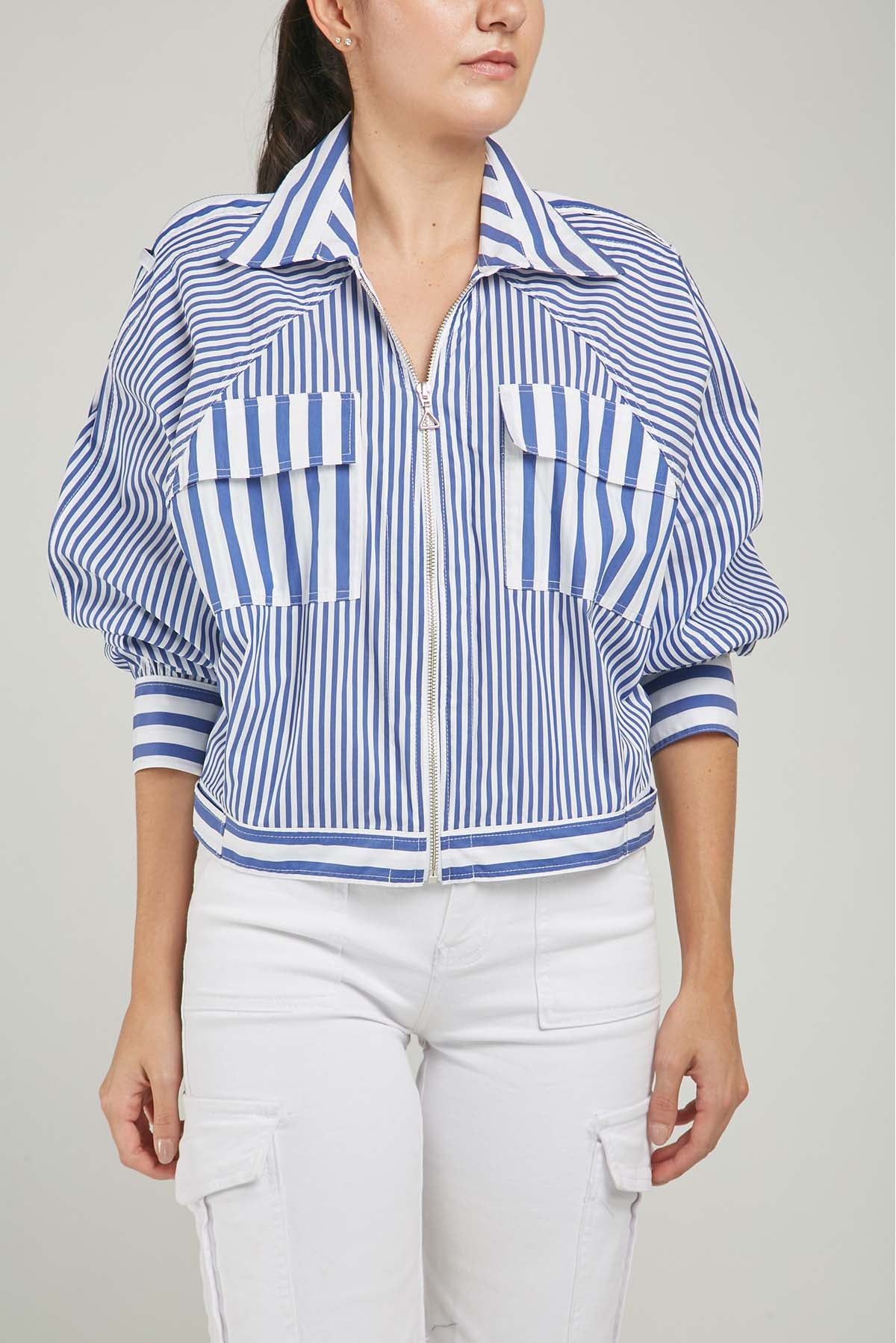 CHAQUETA RAYAS BOLSILLO IRREGULAR  CHAR/HOMB/PRET