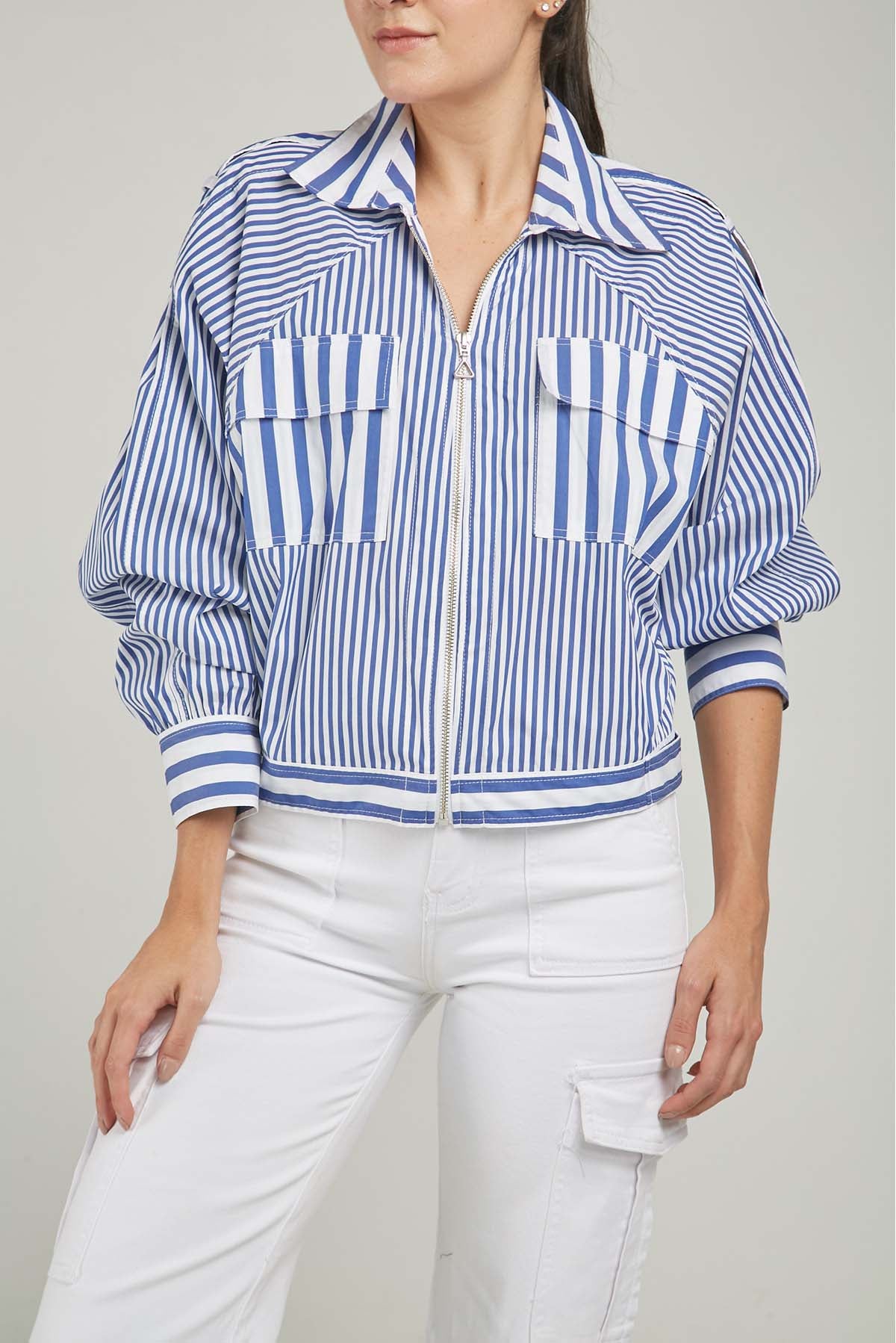 CHAQUETA RAYAS BOLSILLO IRREGULAR  CHAR/HOMB/PRET