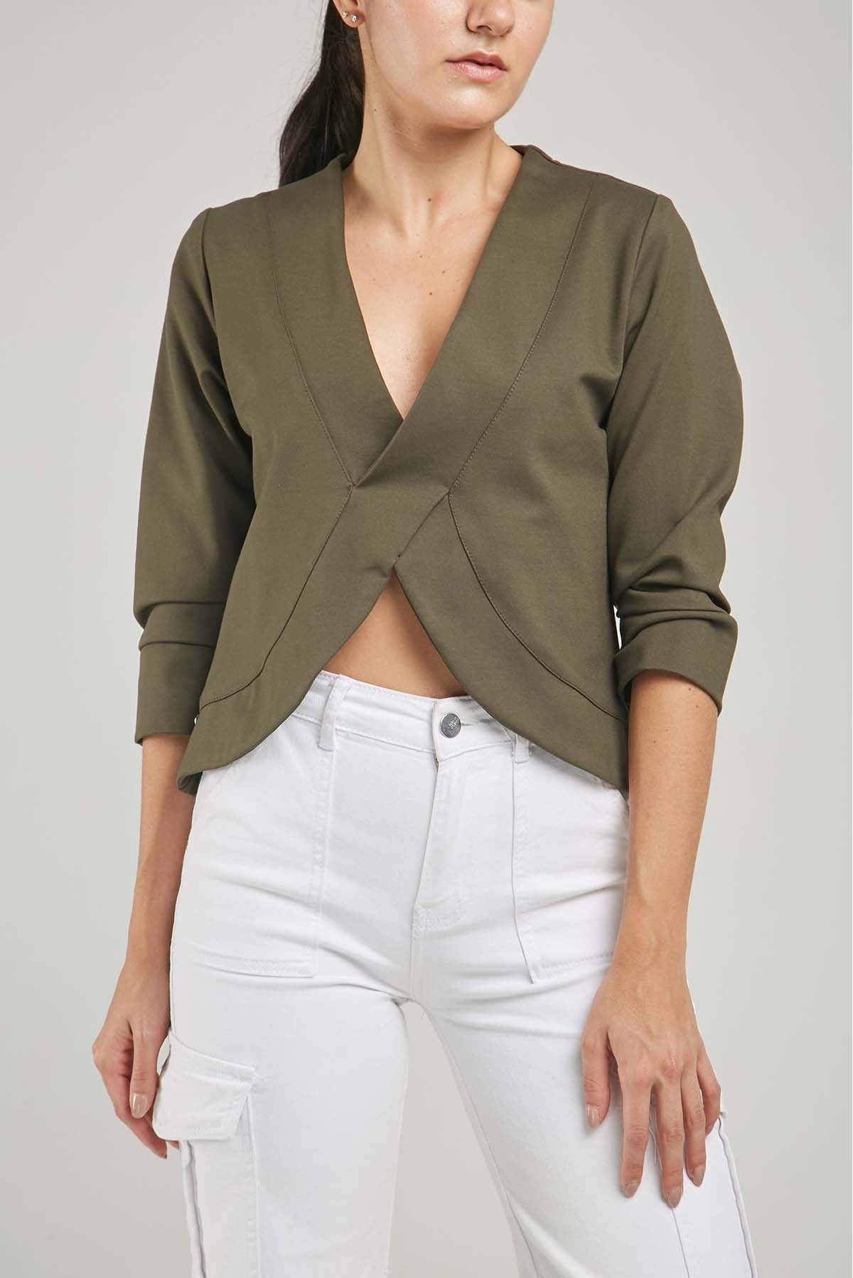 CAMISETA CRUZADA ADELANTE  CURVA RUEDO M/LARGA