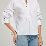 BLUSA 1/2 PERILLA BROCHE  M/L C/N PINZAS ESPALDA