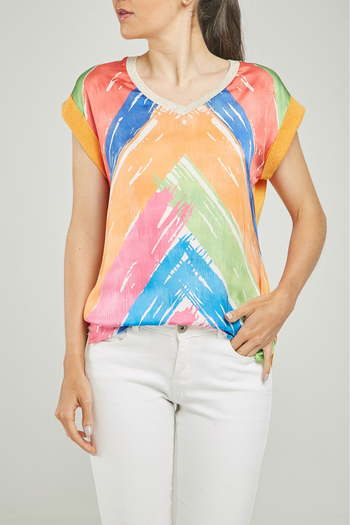 CAMISETA SATIN MANCHA COLOR ADELANTE  RIT DORAD