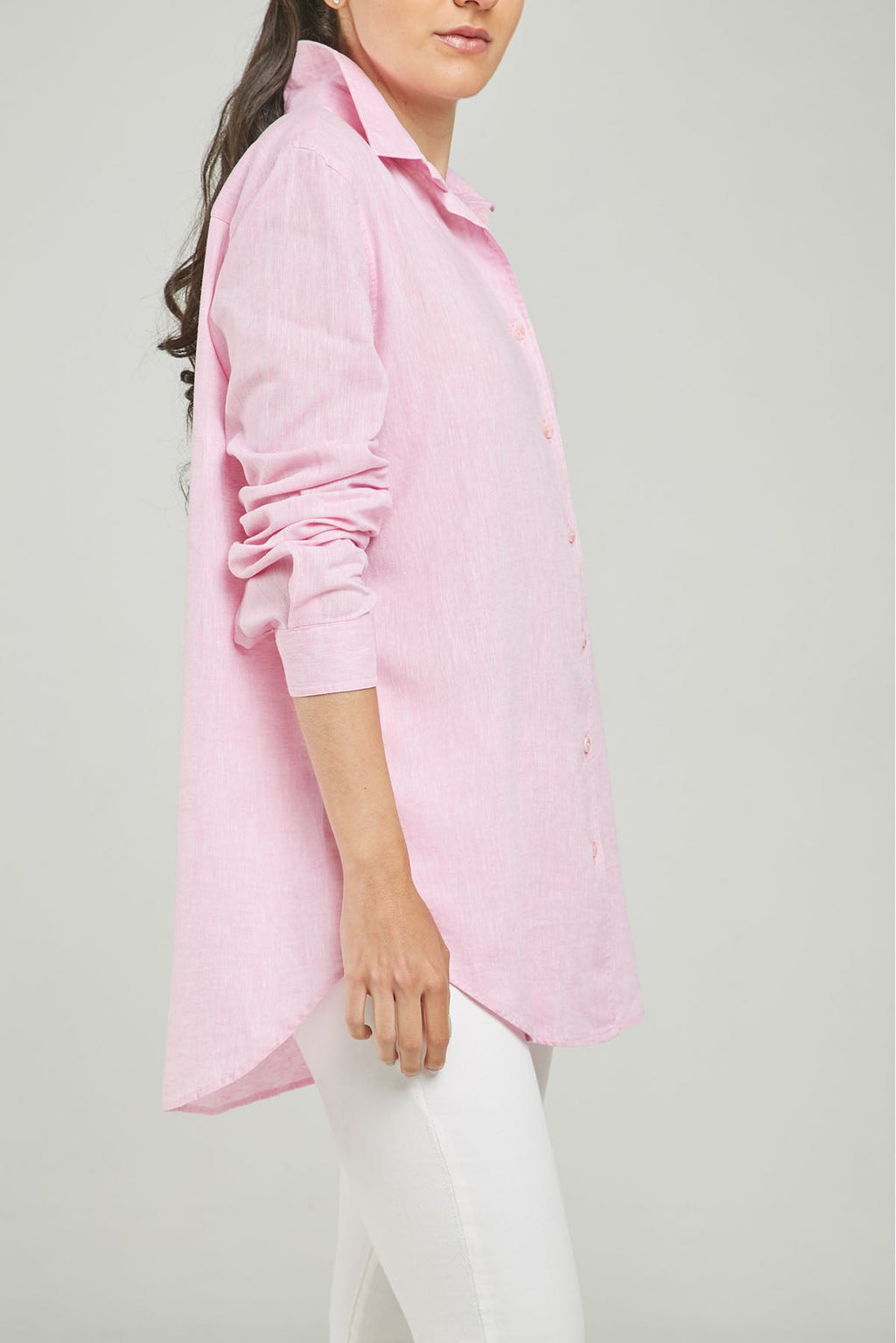 BLUSA LINO CLASICA PRENSE ATRAS CUELLO CAMISERO C M/LA