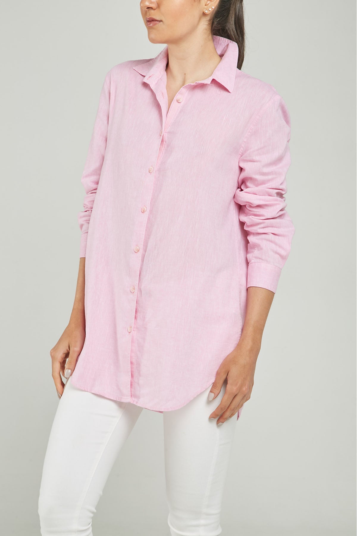 BLUSA LINO CLASICA PRENSE ATRAS CUELLO CAMISERO C M/LA