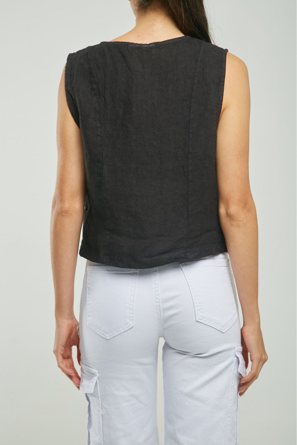 CHALECO LINO CORTE HORIZONTAL RUED M/S C/V