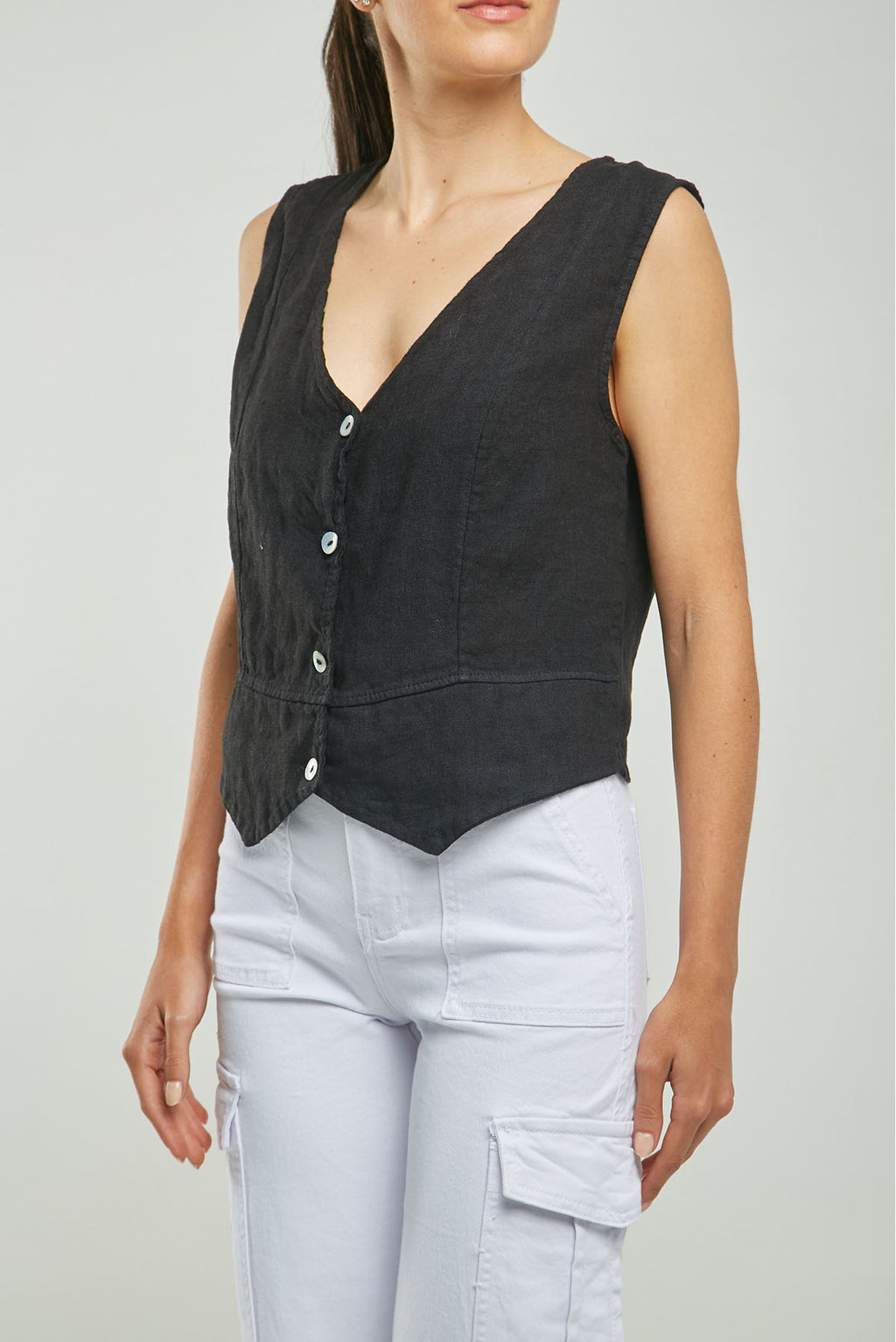 CHALECO LINO CORTE HORIZONTAL RUED M/S C/V