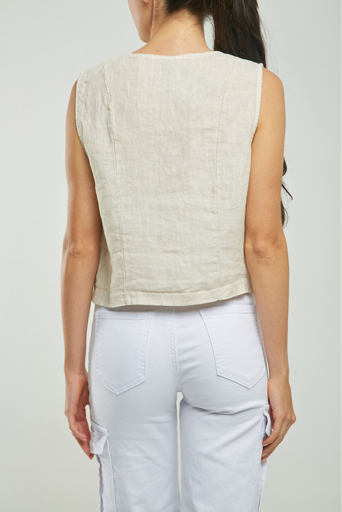 CHALECO LINO CORTE HORIZONTAL RUED M/S C/V