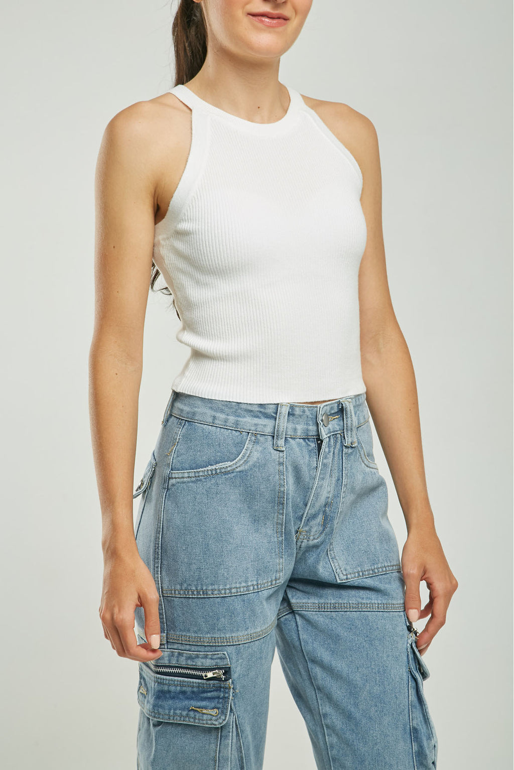 TOP TEJIDO ACANALADO CUELLO PULSARA MANGA SISA