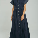 VESTIDO CORTE CINTURA PESPUNTE CUELLO MANGA C/N MC