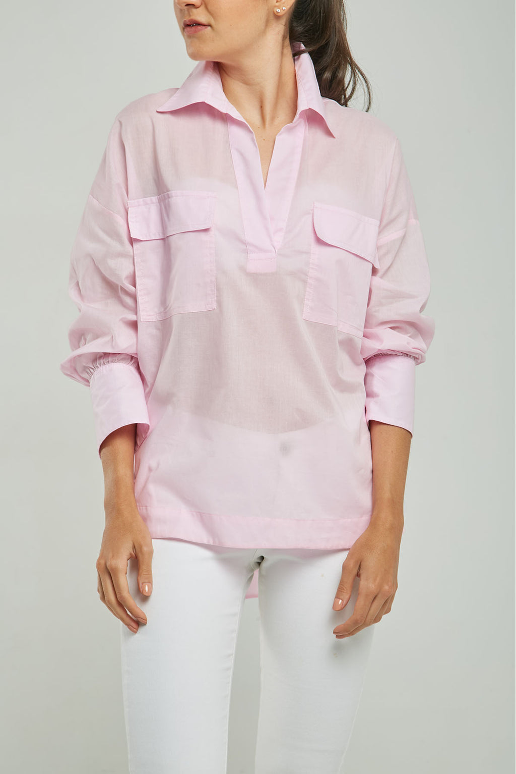 BLUSA PERILLA INTERRUMPIDA  BOLSILLO TAPAS ABERTU LADO