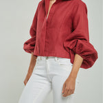 CAMISA LINO DOBLE PERILLA MANGA BOMBACHA PINZA FRENTE