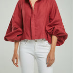 CAMISA LINO DOBLE PERILLA MANGA BOMBACHA PINZA FRENTE