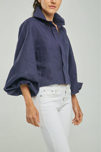 CAMISA LINO DOBLE PERILLA MANGA BOMBACHA PINZA FRENTE