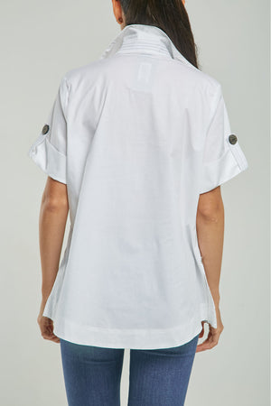 BLUSA PERILLA INTERRUMPIDA  CHARRETERA MANGA PESPUNTES  ABERTURA LADO