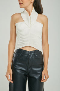 CROP TOP TEJIDO ACANALADO CUELLO ARGOLLA