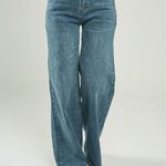 PANTALON JEAN PRETINA  EN PICO BOTA ANCHA PERILLA