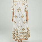 VESTIDO LARGO BORDADA ROMBO  CORREA DELGADA CC ML