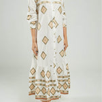 VESTIDO LARGO BORDADA ROMBO  CORREA DELGADA CC ML
