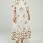 VESTIDO LARGO BORDADA ROMBO  CORREA DELGADA CC ML