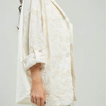 CHAQUETA UN BOTON BORDADO FLORES ADELANTE C/C ML