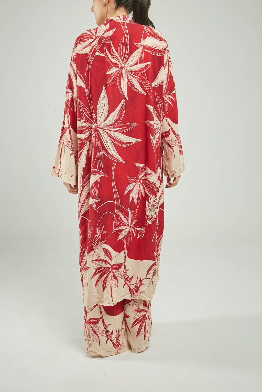 CARDIGAN ABIERTO LARGO ESTAMPADO PALMERAS ML