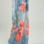 PANTALON ESTAMPADO FLORES IMITACION BOLSILLO  BOTA ANCHA
