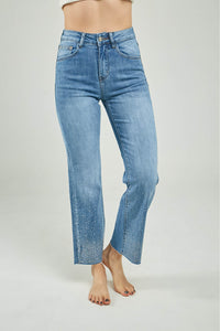 PANTALON JEAN CHISPAS BOTA RUEDO DESFLECADO
