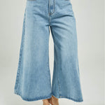 PANTALON JEAN PALAZO BOLSILLOS PRETINA DELGADA