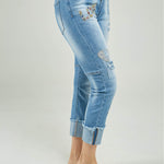 PANTALON JEAN APLIQUE LOVE CORAZON PARCHES