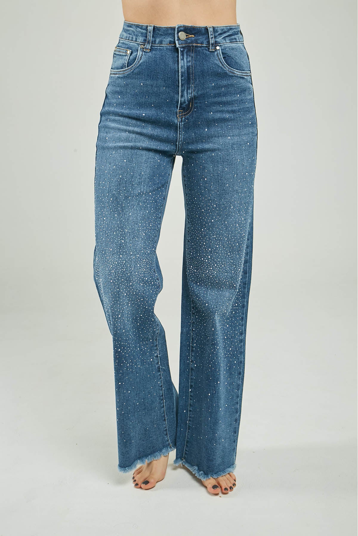 PANTALON JEAN CHISPAS ADELANTE  BOTA ANCHA DESFLECADO