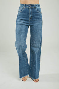 PANTALON JEAN CHISPAS ADELANTE  BOTA ANCHA DESFLECADO