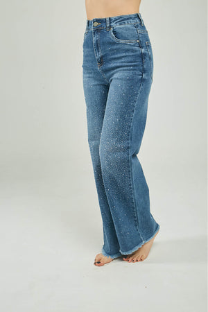 PANTALON JEAN CHISPAS ADELANTE  BOTA ANCHA DESFLECADO