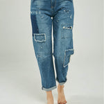 PANTALON JEAN PARCHES JEAN ROTOS BOLSILLO