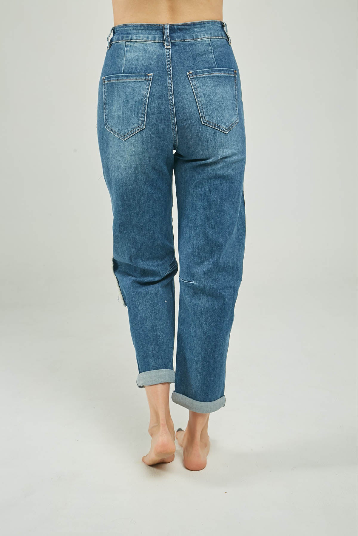 PANTALON JEAN PARCHES JEAN ROTOS BOLSILLO