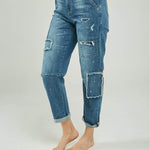 PANTALON JEAN PARCHES JEAN ROTOS BOLSILLO