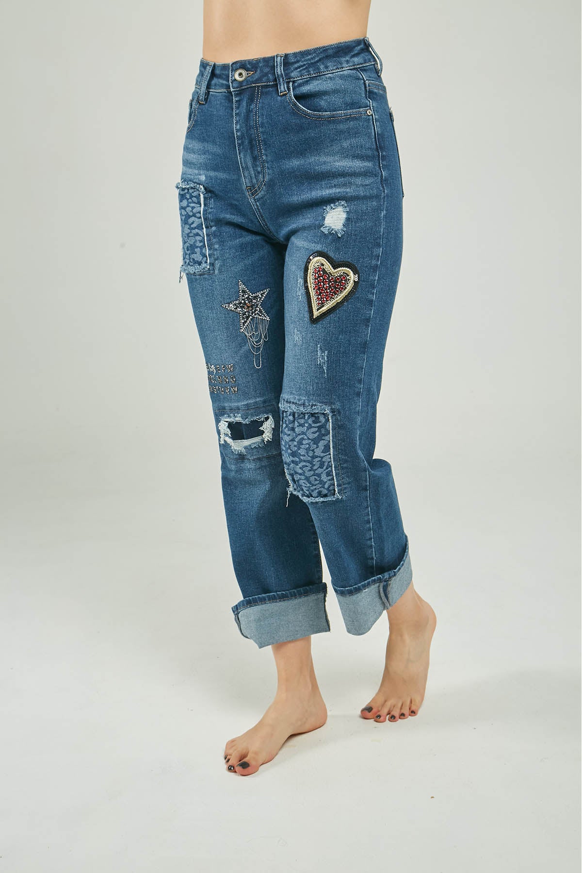PANTALON JEAN PARCHE ADELANTE CORAZON ESTRELLA P