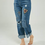 PANTALON JEAN PARCHE ADELANTE CORAZON ESTRELLA P