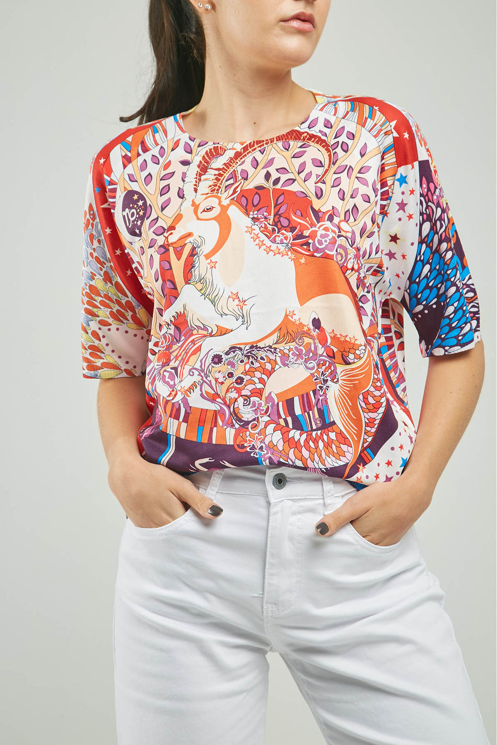 CAMISETA TEJIDA ESTAMPADA RENO ESTRELLA C/R M/C