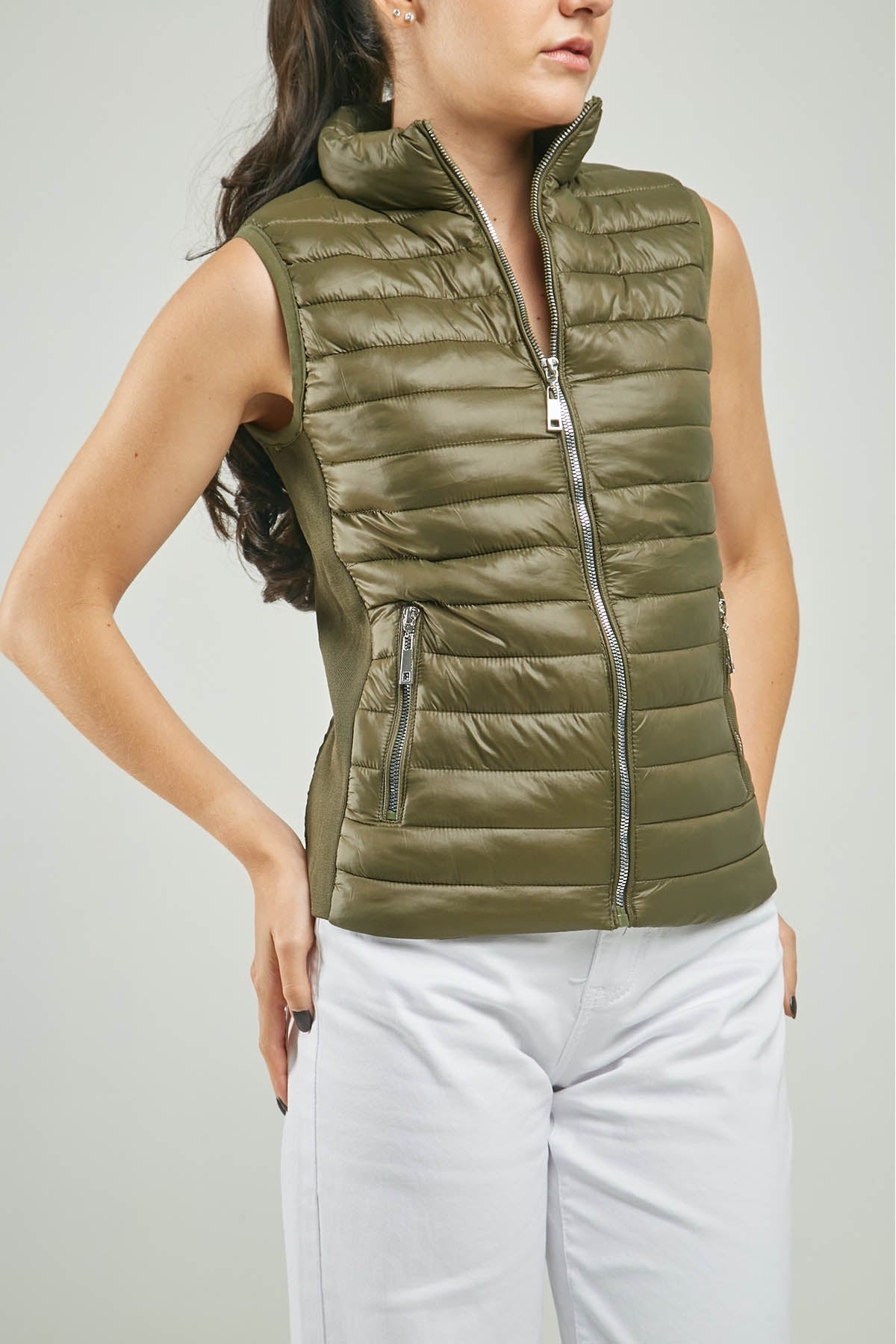 CHALECO ABOLLONADO TEJIDO LADO BOLSILLO CIERRE