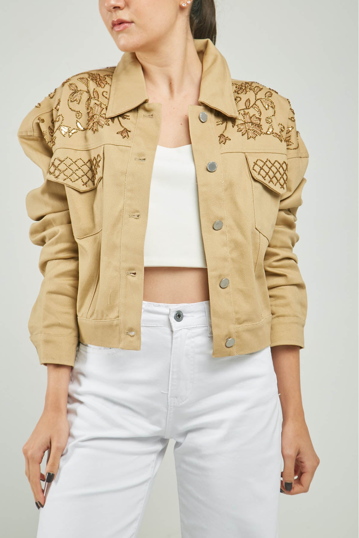 CHAQUETA FLORES CANUTILLO LENTEJUELAS ALMILLLA CANUTILLO TAPAS