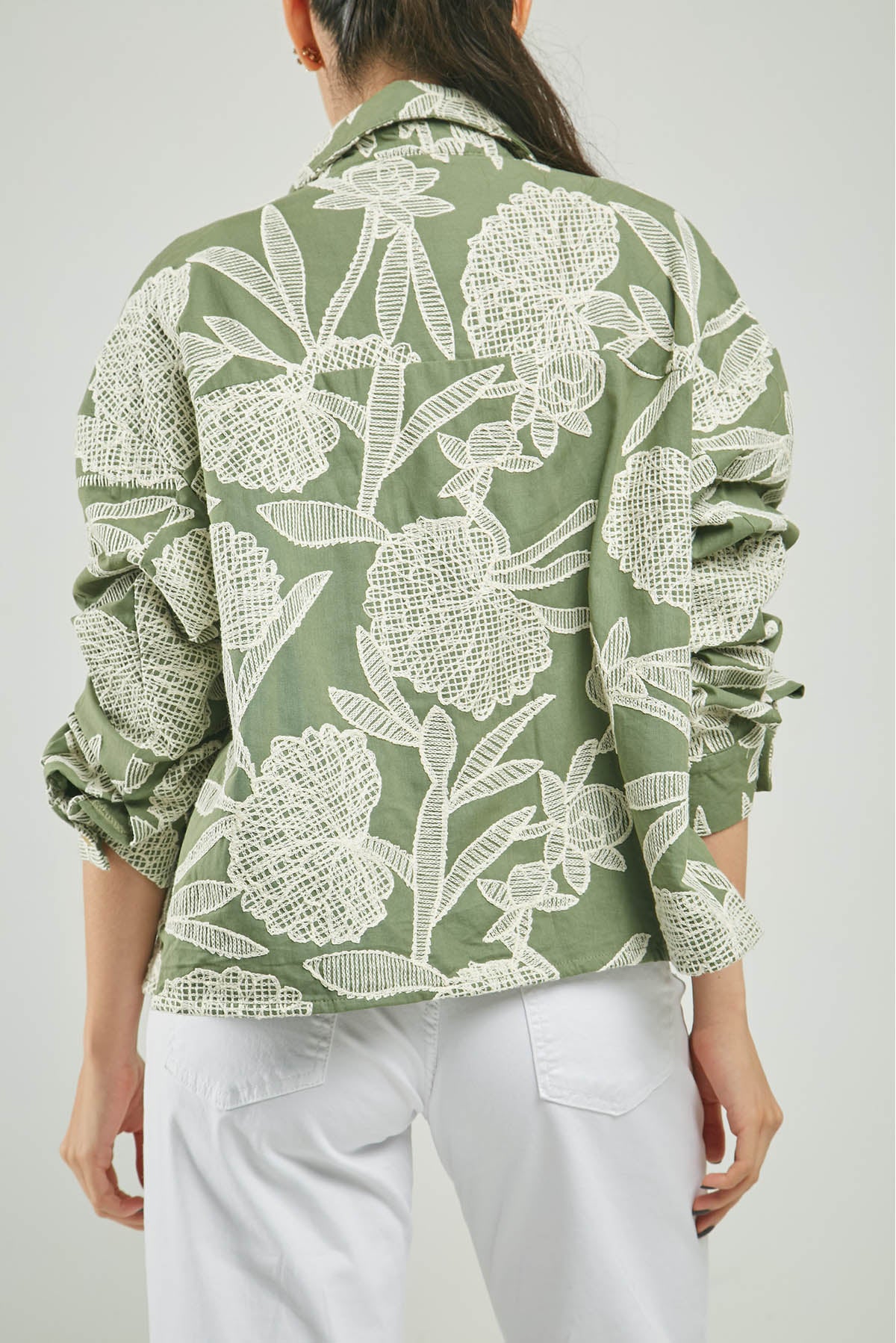 CHAQUETA BORDADA ARBOLES  BEIG C/C M/L