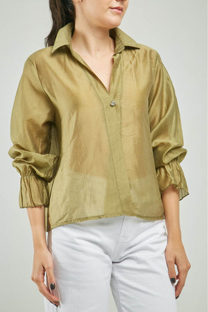 BLUSA UN BOTON CIRCONES M/LARGA RESORTE C/C