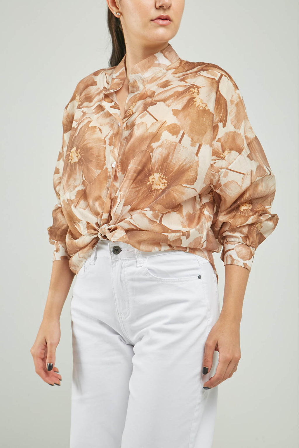 BLUSA ESTAMPADA FLORES CUELLO NERU M/LARGA