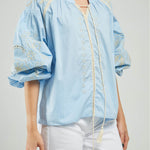 BLUSA BORDADO MANGA PERILLA  ROMBO CALADO CN M/L