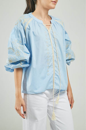 BLUSA BORDADO MANGA PERILLA  ROMBO CALADO CN M/L