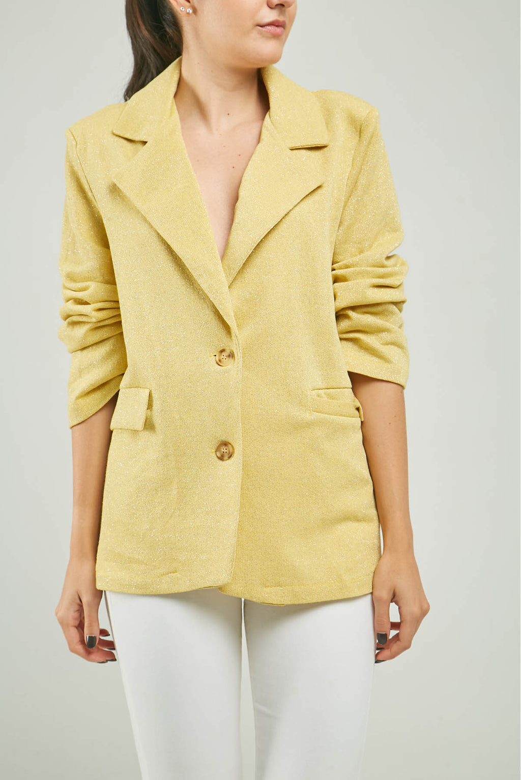 CHAQUETA LUREX TAPAS INFERIOR  DOS BOTONE CC ML