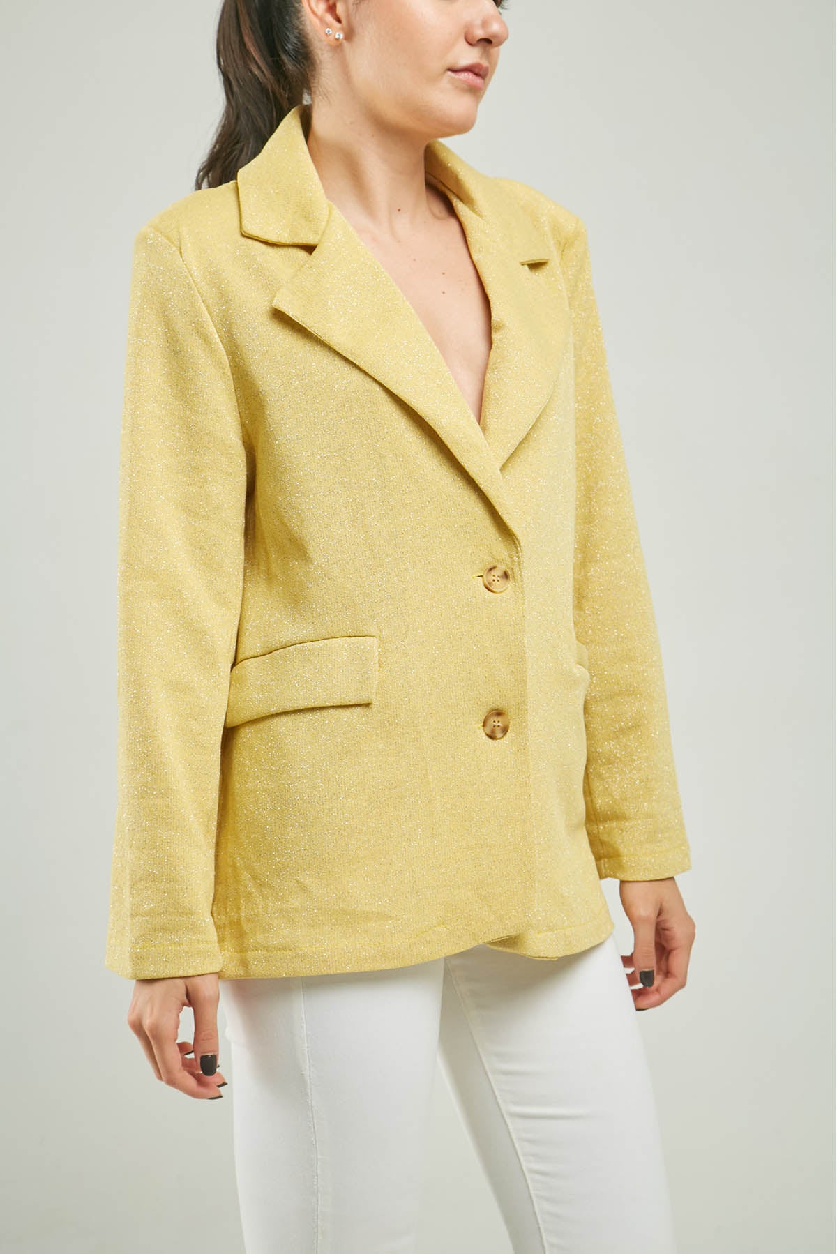 CHAQUETA LUREX TAPAS INFERIOR  DOS BOTONE CC ML