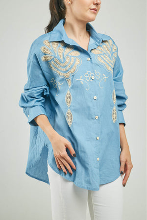BLUSA BORDADO CALADO ADELANTE ARABESCO C/C M/L
