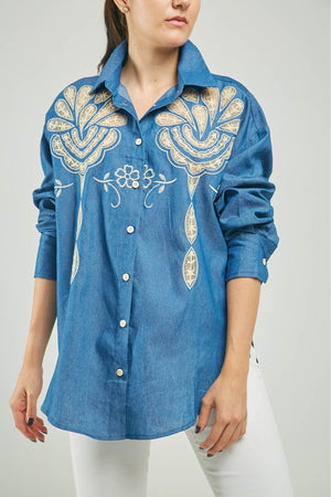 BLUSA BORDADO CALADO ADELANTE ARABESCO C/C M/L