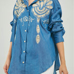 BLUSA BORDADO CALADO ADELANTE ARABESCO C/C M/L